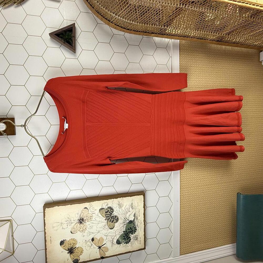 Diane von Furstenberg Crimson Red Delta Flounce Bodycon Dress - Size - Small